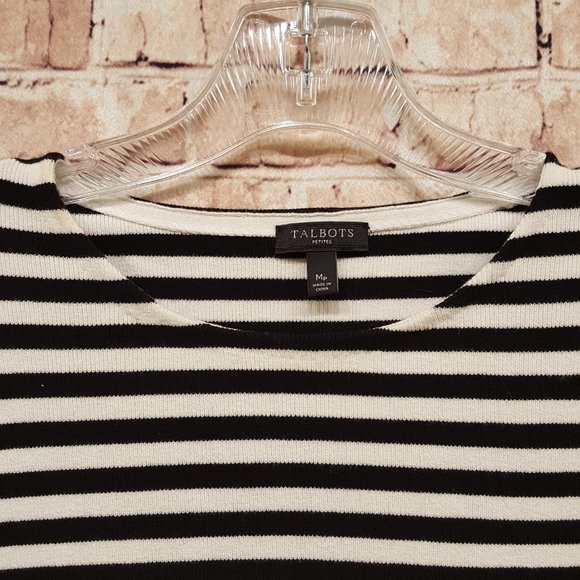 Talbots Petites Black/White Sweater Size Med P - Picture 3 of 9